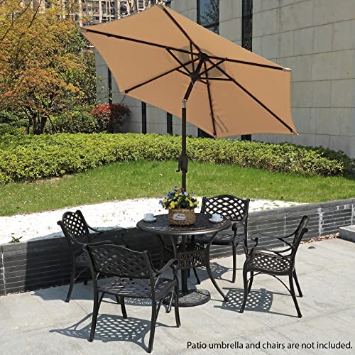 COBANA-Patio-Bistro-Table-354-Round-Cast-Aluminum-Outdoor-Dining-Retro-Side-Table-with-2-Umbrella-Hole-Bronze COBANA Patio Bistro Table 354 Round Cast Aluminum Outdoor Dining Retro Side Table with 2 Umbrella Hole Bronze