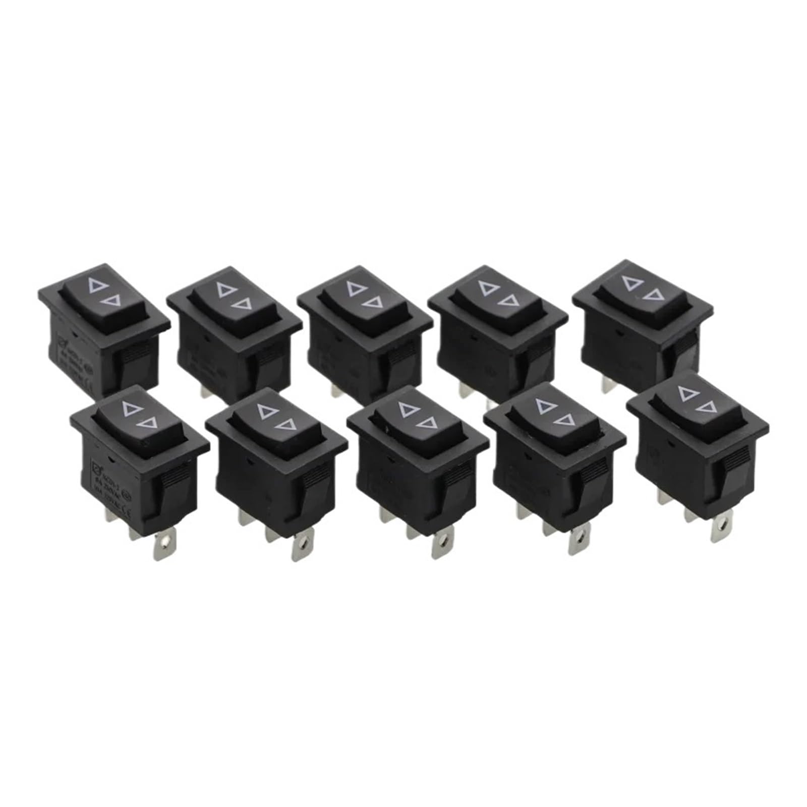 XQJVDGFRY 10PCS 2D3P-BLACK-RESET 15 x 21mm SPST On/Off Boat Rocker Switch 6A 250V KCD1 KCD1-101