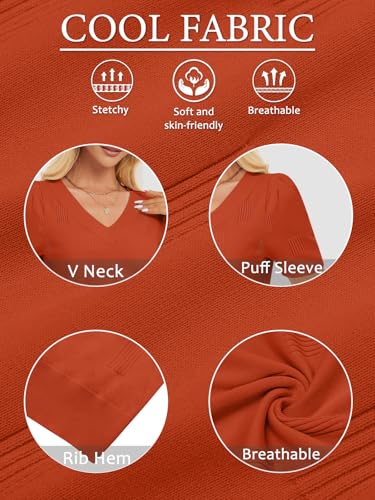 ATHMILE Summer Tops for Women 2025 Short Sleeve V Neck Sweaters Dressy Casual Blouses Lightweight Thin Knit Fashion Shirts2