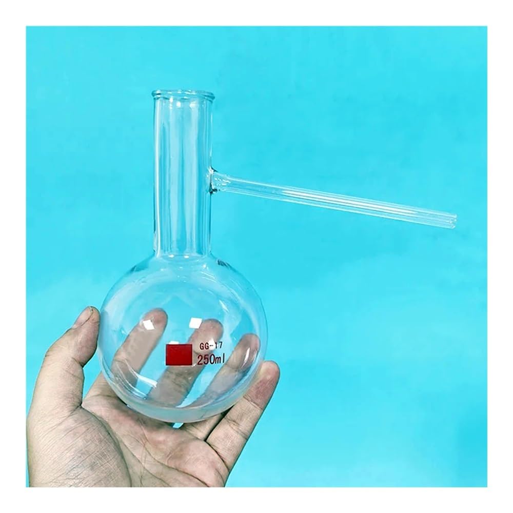 Matraz de destilación con tubo lateral, Matraz de destilación con ramificación, Matraz de fondo redondo con tubo de vidrio lateral(500mL)