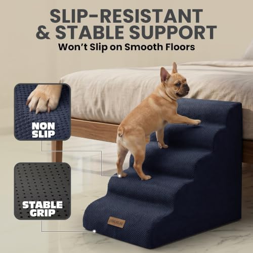 Miorun Dog Stairs for High Beds, 24.5" Foam Pet Ramp Step for Small Dogs — view 3