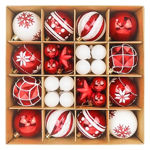 Jasmeko Set Palline Albero Natale, 44 pezzi palline colorate infrangibili decorazioni natalizie, Xmas Baubles Sets (P)