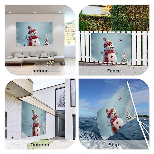 Drapeau de Noël bonhomme de neige robuste grand format ornement extérieur durable