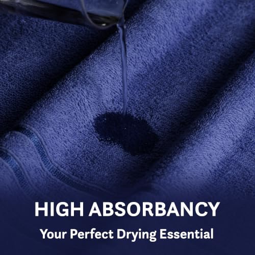 Image of MYTRIDENT Trident Hand Towels, 100% Cotton, Highly Absorbent, Super Soft, 2 Piece Hand Towel Set, 400 GSM, Hand Towel Set of 2, Gym Spa Towel, Comfort Living Towel-New Navy