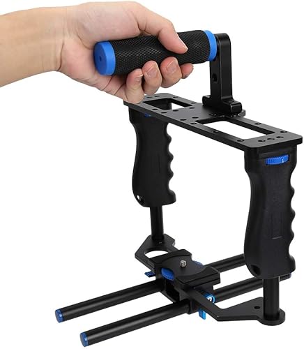 Miniatura 6 de Jaula de video para cámara, kit de estabilizador de película de metal con mango superior y orificio de rosca de 14 38 pulgadas para DSLR,