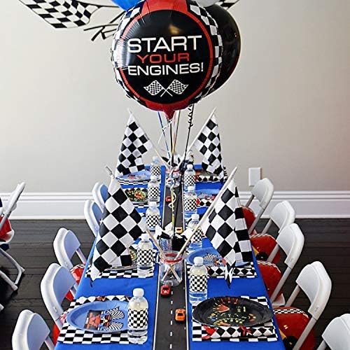 Novelty Place 12 Pack Checkered Racing Flags – 8" x 5.5" Black and White Handheld Flags for Race Car Party, Kids’ Birthday, Racing-Themed Decorations
