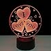 LEDMOMO 3D I Love You Heart Night Light 7 Color Changing Illusion Lamp with Touch and Remote Control for Home Bedroom Nurery Decor,Perfect for Kids Girls Lover Valentine