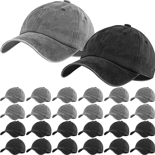Image of Bonuci 24 /50 Pack Vintage Baseball Hat Bulk Washed Baseball Cap Adjustable Cotton Golf Hats for Men Women Sports