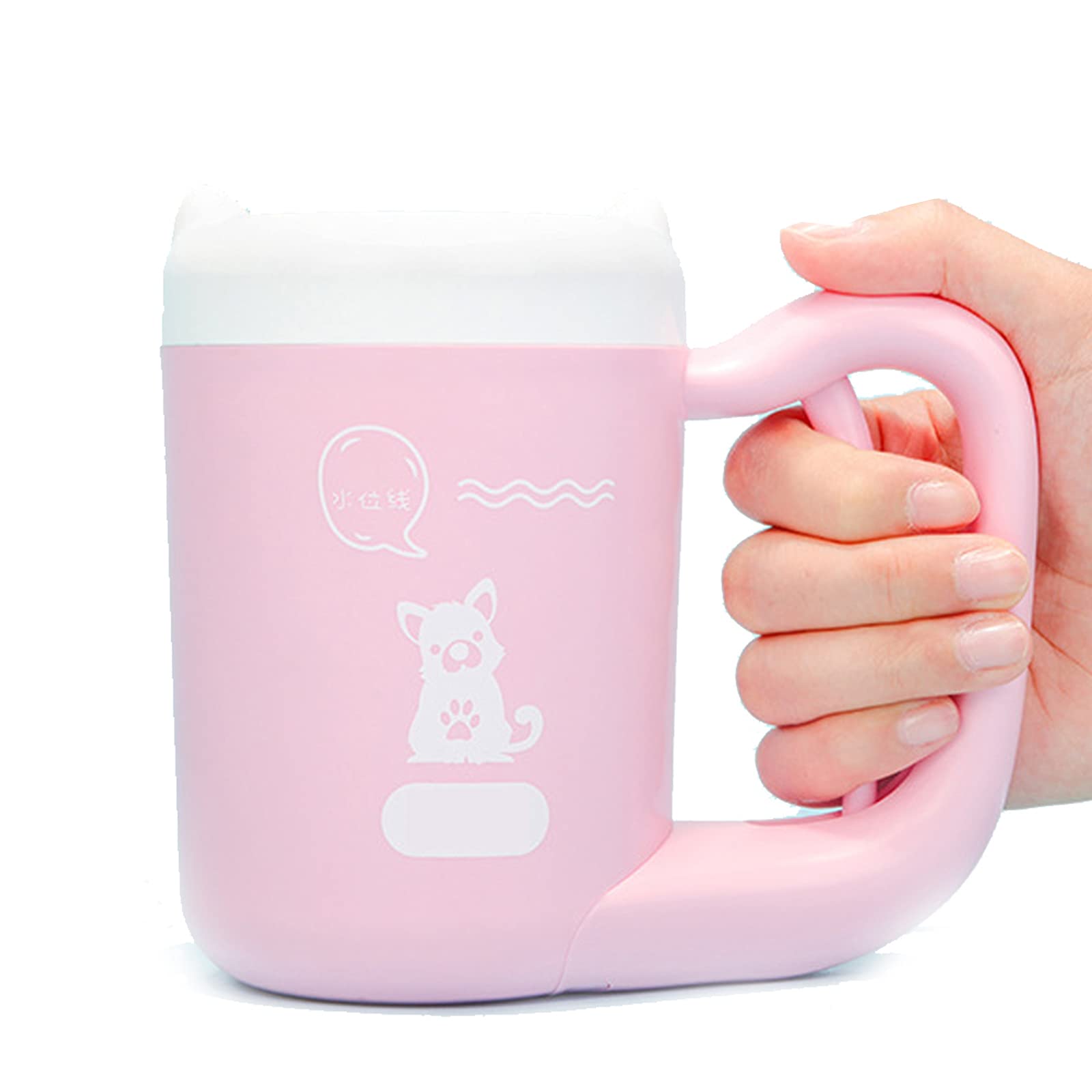 Domowe urządzenie do szybkiego mycia łap zwierząt Przenośna myjka do stóp dla zwierząt, obrotowa miękka silikonowa szczotka psów i kotów(Pink,M)