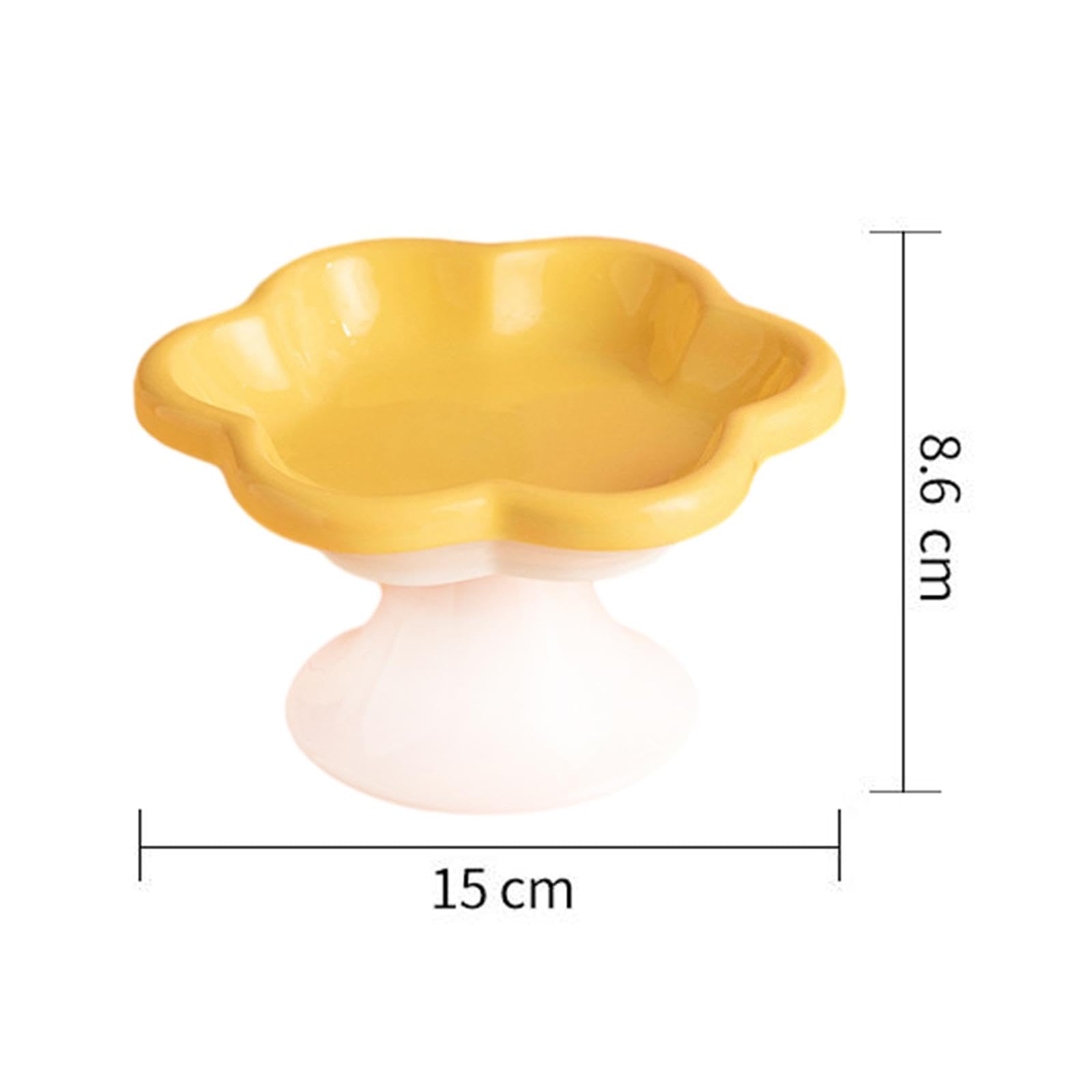 Comederos de Cerámica para Gatos, Comederos para Mascotas, Ideales para Perros Y Gatos Medianos, Amarillo, Individual