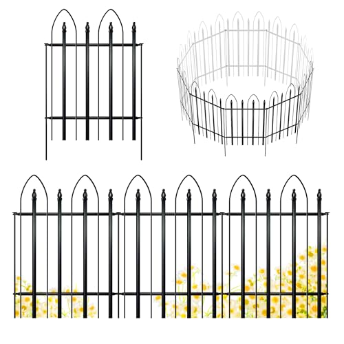 Thealyn Dekorativer Gartenzaun aus Metall, 81 cm H * 61cm W*5 Paneele, 3,05 m Gesamtlänge Metallumrandung, faltbar, Landschaftszaun, Hund, Haustier für Blumenbett, Hof, Tierbarriere