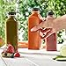 GUSTO [16 oz. - 15 Count Reusable Plastic Juice Bottles With Caps, Labels, Brush, and Silicone Funnel - Clear plastic Bottles with Caps, Juice Containers with lids, for All Beverages