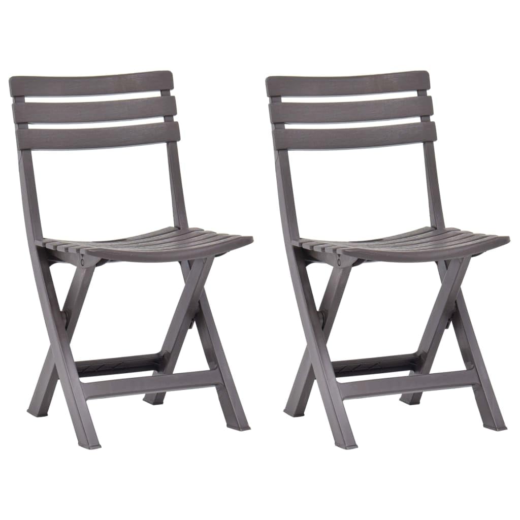 vidaXL 2x Folding Garden Chairs Plastic Bistro Chair Garden Seat Outdoor Camping Chairs Garden Patio Pool Beach Yard Lounge Chairs Mocha