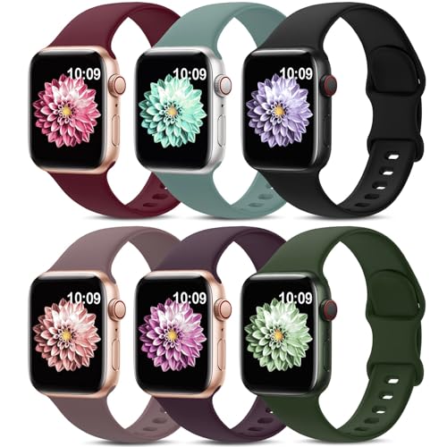 Ya en manzanajugosa.com: AMSKY 6 Piezas Correas de Silicona Compatible con Correa Apple Watch 40mm 44mm 42mm 46mm 45mm 41mm 38mm 49mm para Mujer Hombre, Sport Compatible con iWatch Series 11 10 9 8 7 6 5 4, SE 3 2 1