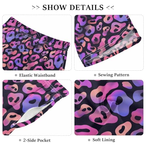 ALAZA Leopard Print Color Animal Pajama Shorts Elastic Waist Casual Sleep Shorts with Pockets Size 6-143