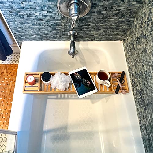 Mind Reader Bali Collection, Luxury Bamboo Bath Caddy, 5.75 L X 27.48 W X 1.77 H, Brown #TOP1