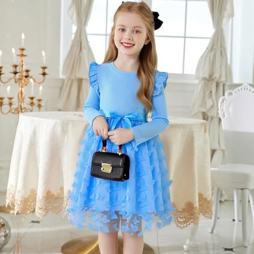 Image of Toddler Little Girls Casual Dresses Short Sleeve Crew Neck Graphic Cartoon Dress for 2-8 Years