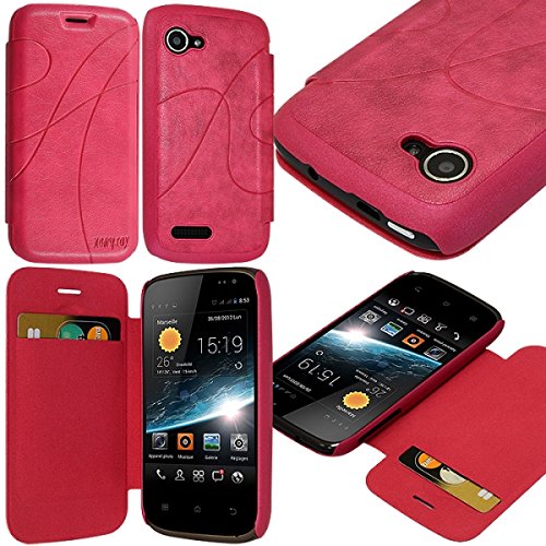 KARYLAX Seluxion - Coque Housse Etui à Rabat latéral et Porte-Carte pour Wiko Cink Slim Couleur Rose Fushia