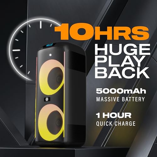 Image of DIGIMORE 160W PartyBox Speaker w /Wireless Mic | Dual 6.5 inch Boombox Speakers | AI Sound Boost & Deep Base Sound | RGB Lights, 10Hrs Battery & BT 5.3 /USB /TF /AUX for Parties & Gatherings (D-1362 Pro)