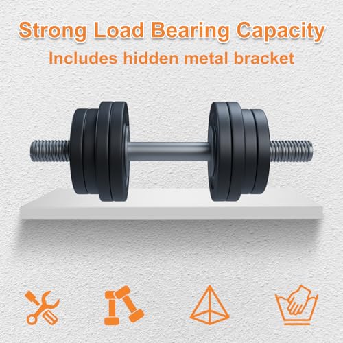 CYEER Floating Shelves Set of 4, White Display Storage Organiser Shelves, Solid Wood Invisible Wall Shelves for Office, Bedroom, Living Room and Kitchen Decoration Storage and Display 40x15x1.6CM - Cosy Home Interiors CYEER Floating Shelves Set of 4, White Display Storage Organiser Shelves, Solid Wood Invisible Wall Shelves for Office, Bedroom, Living Room and Kitchen Decoration Storage and Display 40x15x1.6CM - Image 4