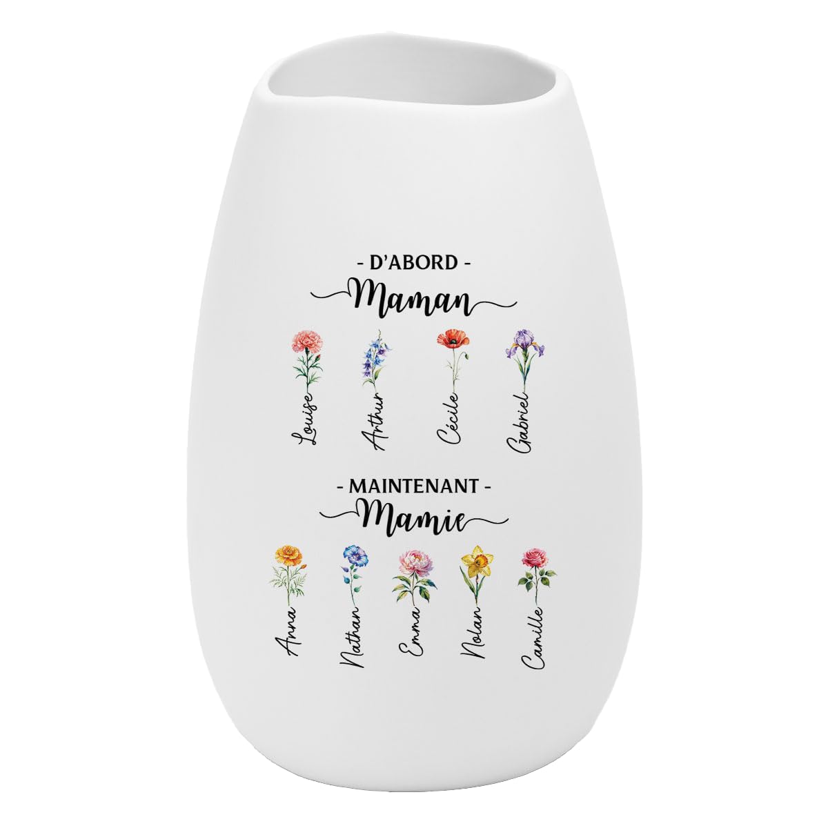 Cadeau Plus Vase À Personnaliser Céramique Mate - d'abord Maman Ensuite Mamie - Pot de Fleur personnalisé, Cadeaux pour Mamie, Vases Maman, Cadeau Fête des Mères, Vase Mamie (Modèle #1)