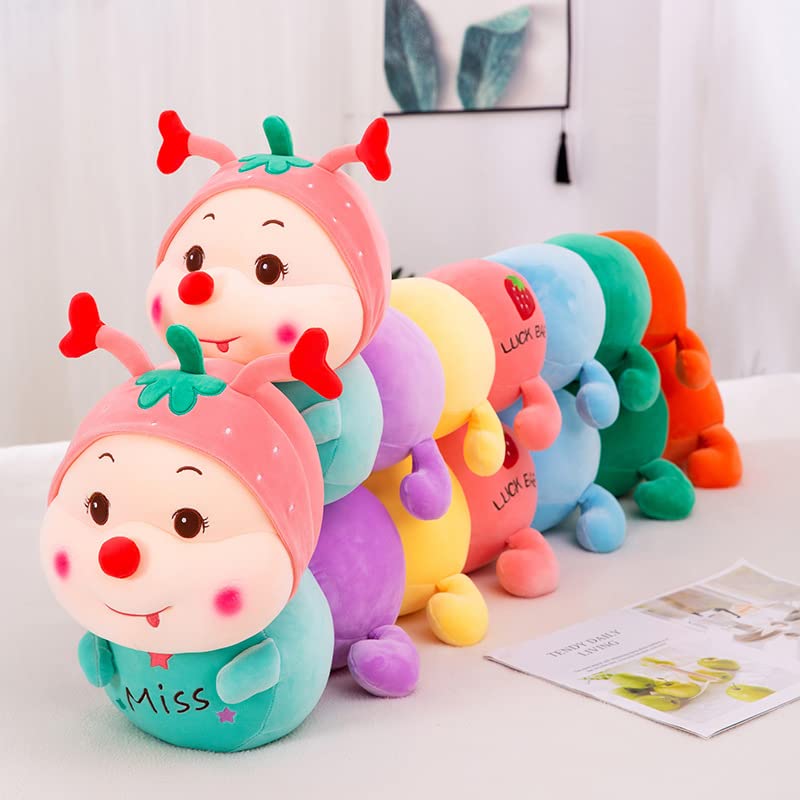 Lindo Juguete Colorido de Peluche de Oruga Fresa Almohada de Oruga Muñeco de Peluche para niñas/Parejas Regalo Colorido 110cm