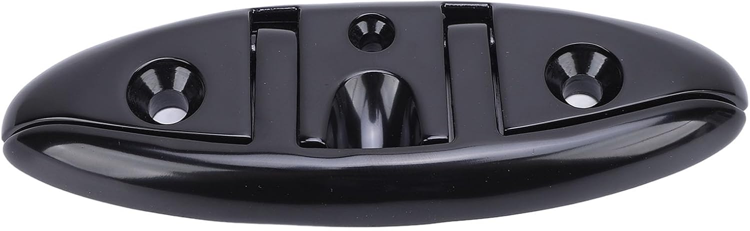 6in Boat Folding Cleat 316 Stainless Steel Marine Rope Cleats Heavy Duty Coated Black Dock Cleats for Yacht RV Speedboats with Boat Deck Cleats