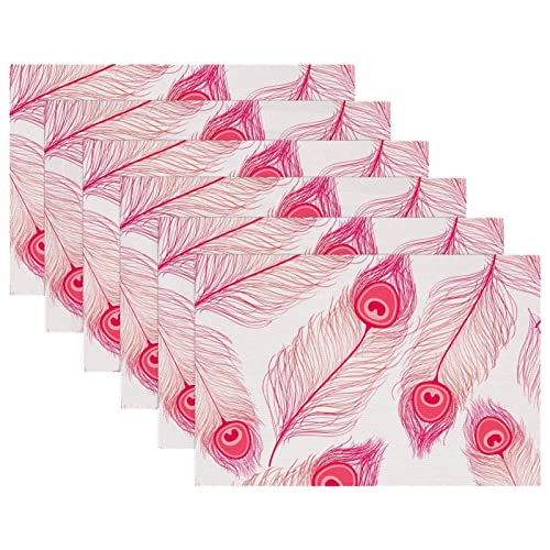 Sets de table paon rose résistants à la chaleur et lavables - 6