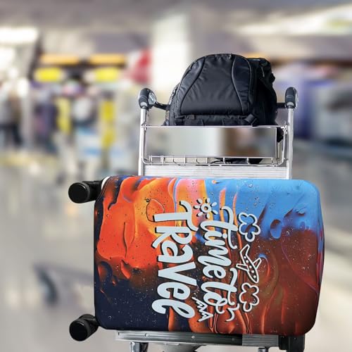 Image of Explore Land Travel Luggage Cover Air Approve Suitcase Protector Fits 18-32 Inches Case, Time to Travel, L