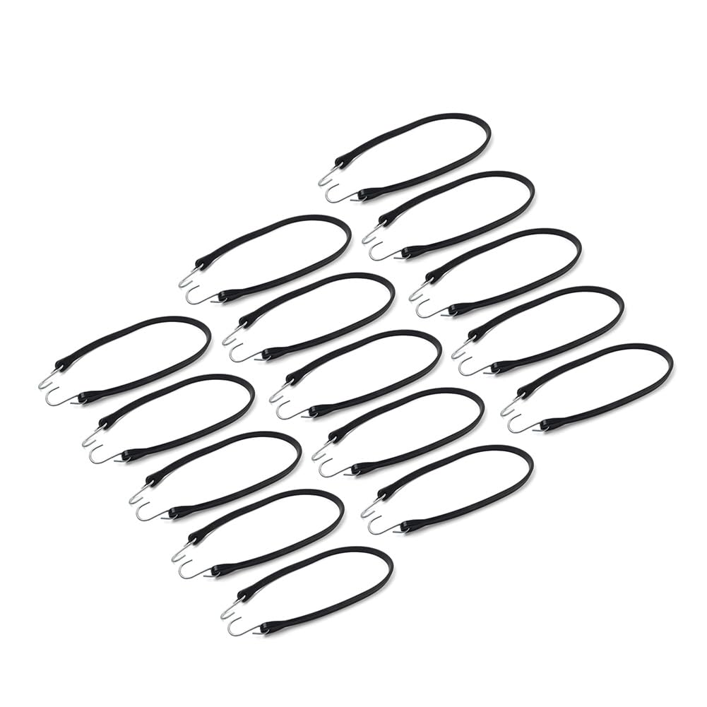 LR073535 Tendeurs élastiques avec crochets 31" Sangles d'arrimage en caoutchouc robustes pour bâches d'extérieur 15 pièces Pour fermes, camping-cars, véhicules, motos noi