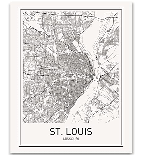 St. Louis Poster St. Louis Map of St. Louis City Map Posters Modern Map Art City Prints Missouri Art Minimal Print St. Louis Art City Poster City Map Wall Art Minimalist Posters 8x10