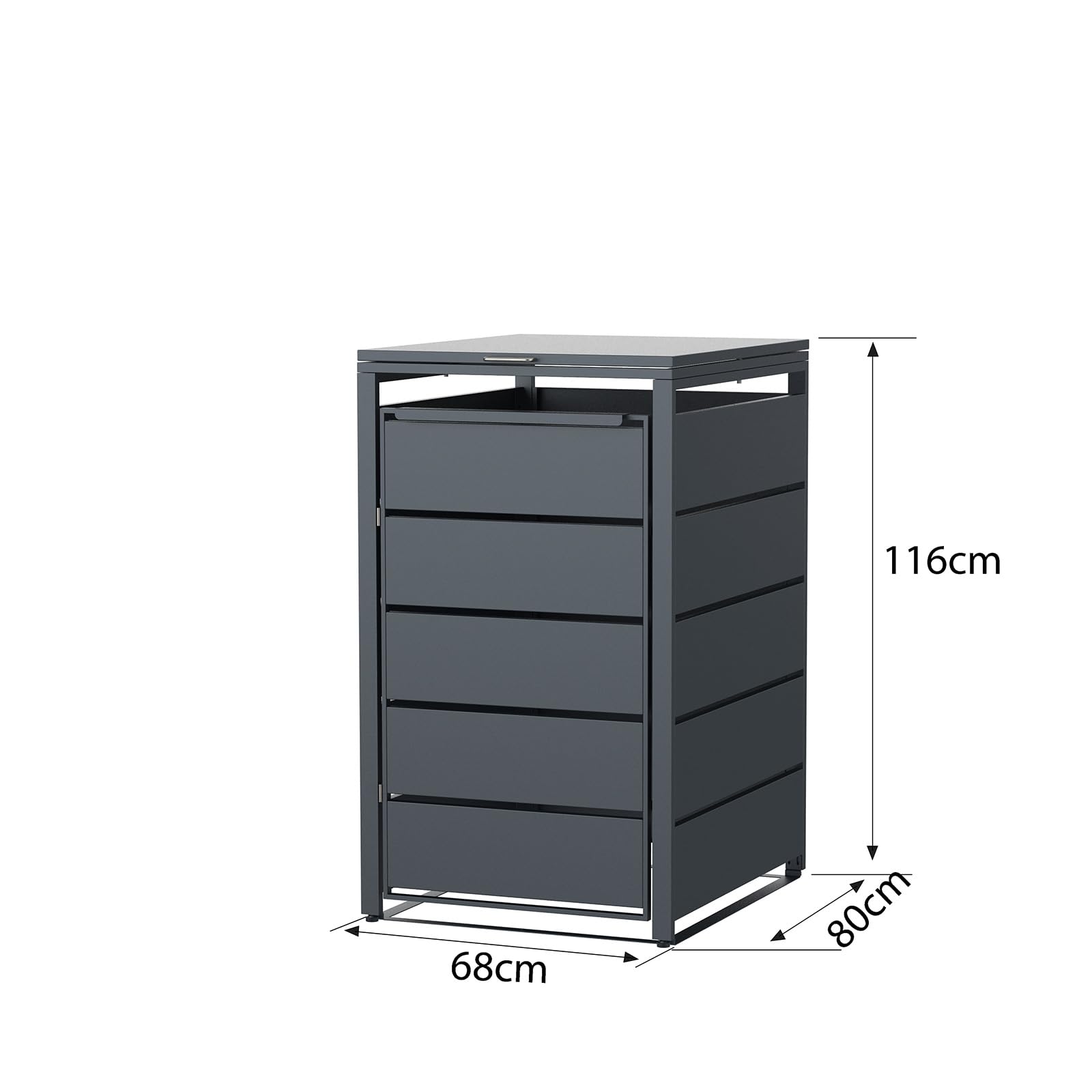 Mülltonnenbox für 1 Tonne, Mülltonnenverkleidung mit Klappdeckel, Anthrazit