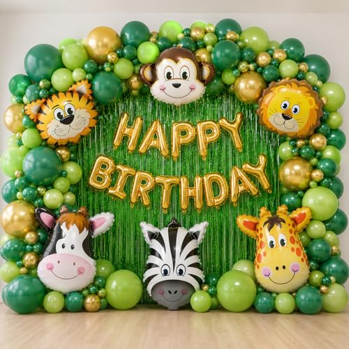 Image of Party Propz Jungle Theme Birthday Decoration Kit - 49Pcs Happy Birthday Decoration Kit Boys with Jungle Theme Birthday Banner, 2ft Animal Foil Balloons, Safari Theme birthday Decoration (Foil,Latex)
