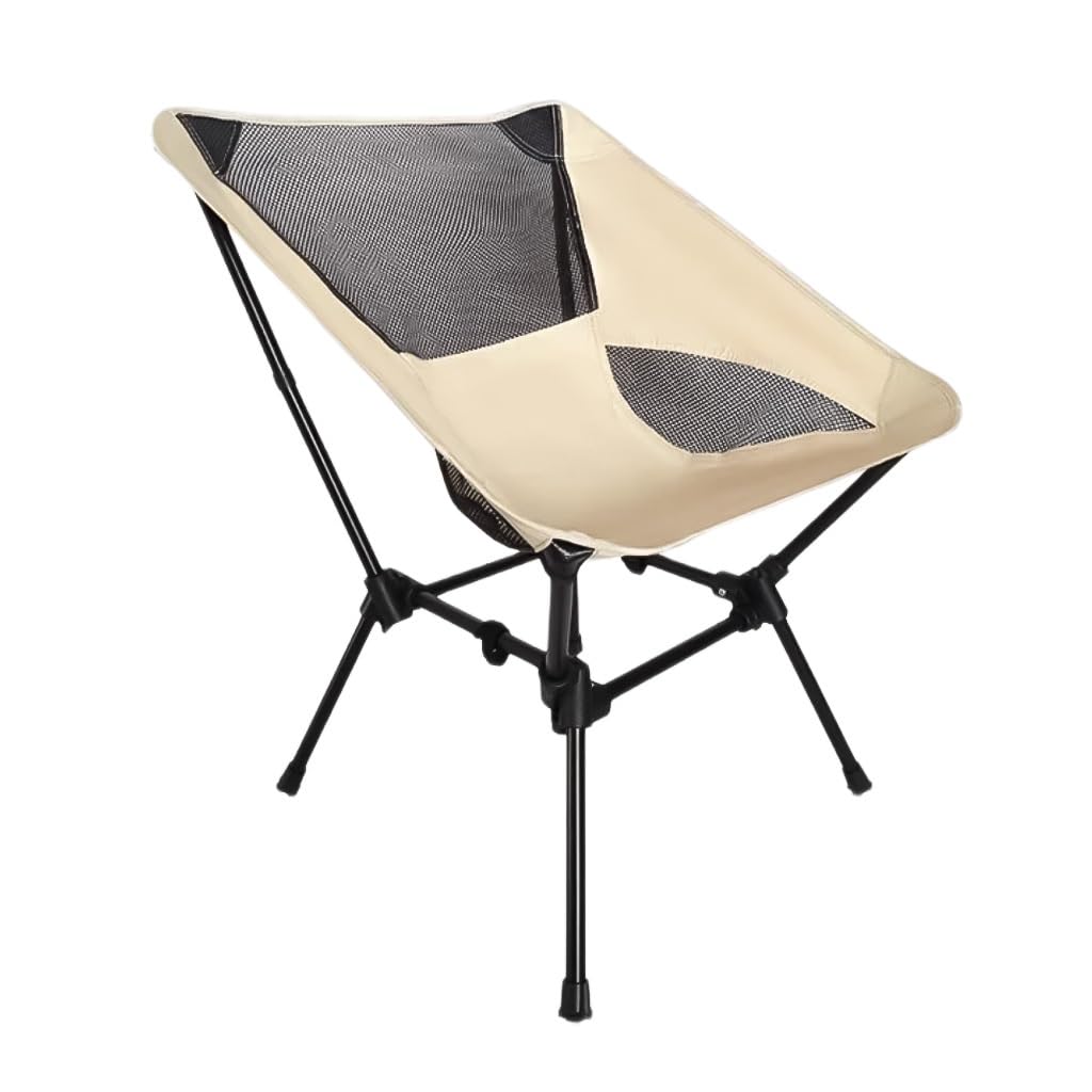 KMUD Portable Fishing Chairs Stool Folding Camping Chair Lightweight Chair for Adults, Ultra Light Backpacking Chair Folding Chair with Side Pocket for Hiking, Beach(Beige)