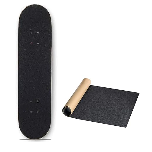 BESIY Skateboard Grip Tape Sheet, 9" x 33", Bubble Free Waterproof Black Scooter Grips, Sandpaper for Roller Board, Stairs, Pedal, Steps (1 Pc)