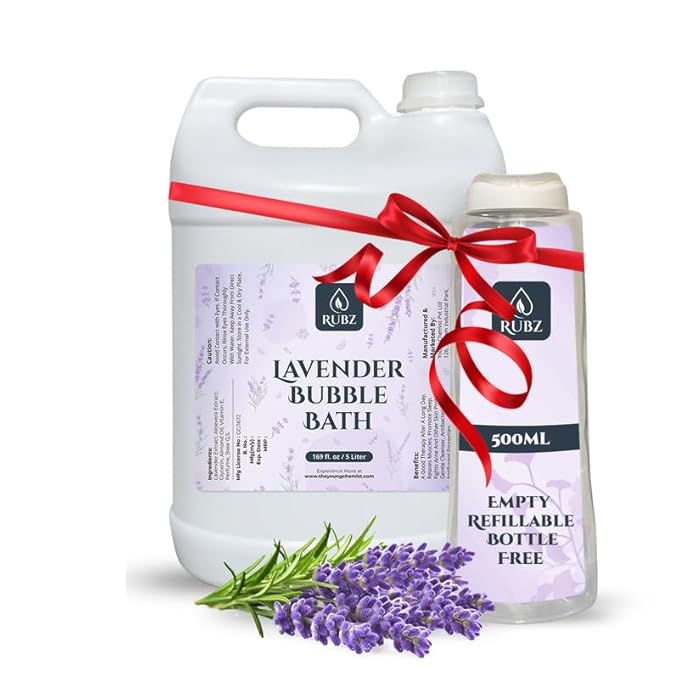 Rubz Lavender Bubble Bath for Bath Tub | With the Goodness of Lavender Extract | 100% Vegan and Paraben Free formula | Safe For Kids and Adults | 5 Litre