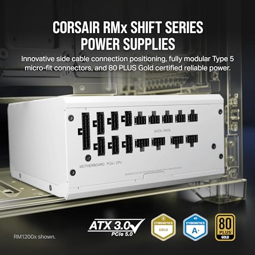 Image of CORSAIR RM750x Shift Fully Modular ATX Power Supply - 80 Plus Gold - ATX 3.1 - PCIe 5.1 - Zero RPM - Side Interface - White (Pack of 2)