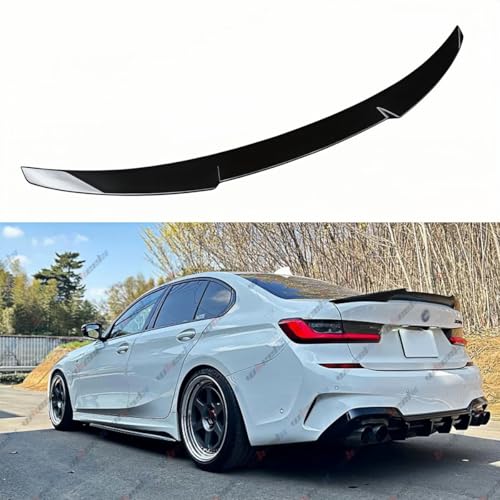 Safety Recall 20V-095 - Rear Spoiler - 2020 BMW X6 4 WheelX Rear Spoiler Compatible with 2019-2026 BMW G20 3 Series & G80 M3, M4-Style Duckbill Fits for 19-26 330i 330e 340i M3 M340i Sedan, Trunk Exterior High Kick Tail Deck Lid Wing Lip (Glossy Black)