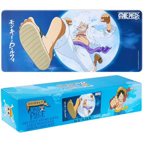 One Piece Tappetino Scrivania, Grande 80x35 cm Gioco Tappeto Mouse, Antiscivolo con Design Manga, Accessori Scrivania per Casa Ufficio Arredamento (Blu One Piece)