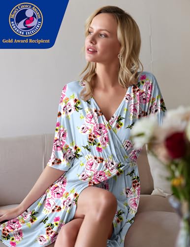image for Ekouaer 3 in 1 Labor/Delivery/Hospital Gown Maternity Dress Nursing Ni