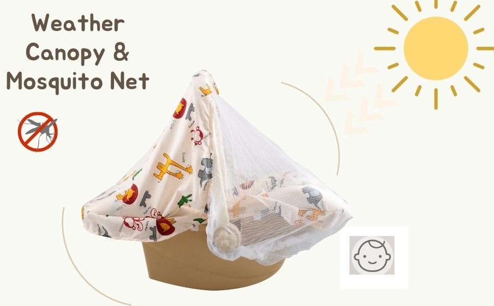 Image of JoyRide CuddleNest Multi-Purpose 5 in 1 DLX Baby Carry Cot & Rocking Chair with Adjustable Handle | Large Canopy | Safety Lap Belt | Anti-Mosquito | Double Cushioned Washable Seat (Beige) 0-18 Months