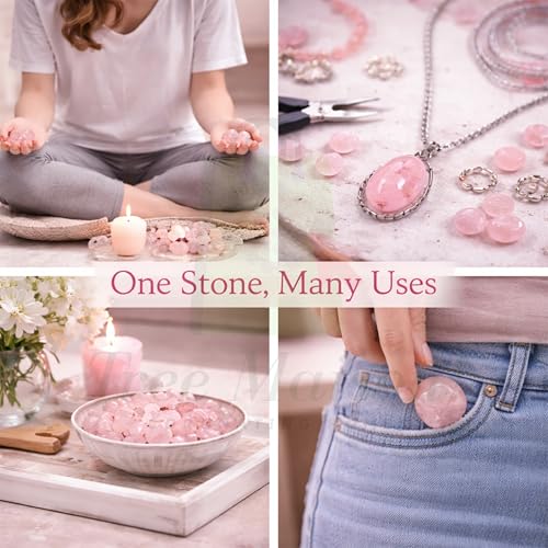 Image of Rose-Quartz Tumble Stone | 50 gm Tumbled Gemstones | Reiki Healing Stones | Home Decor Pebbles | Aquarium Gravel | Garden & Table Dcor