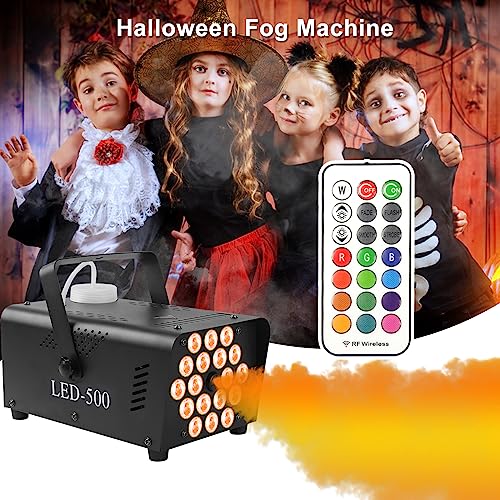 Fog Machine, 500W Smoke Machine With 13 Color Controllable Lights Effect, Upstartech Automatic Smoke Fog Machine With Wireless Remote Control For Weddings, Halloween, Parties & Stage Effect #TOP3