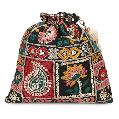 Image of LONGING TO BUY Indian Ethnic Pearls & Sequence Potli Bag for Women, Wedding Potli Bag and For Ethnic Wear