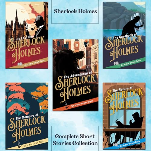 Image of Sherlock Holmes Complete Short Stories Collection | Box Set of 5 Unabridged Books: The Adventures of Sherlock Holmes, The Memoirs of Sherlock Holmes, The Return of Sherlock Holmes, The Casebook of Sherlock Holmes, and His Last Bow | Gift-Ready Sturdy Box