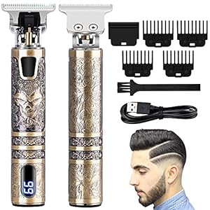 Professionele tondeuse voor heren, snoerloos, met led-display, baardtrimmer, elektrische langhaartrimmer, USB-oplaadbaar, T-lemmet met 4 kammen, voor mannen en kappers