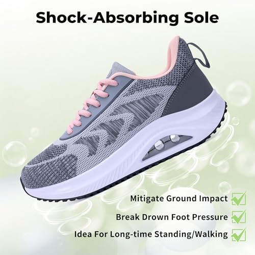 Image of AOV Wide Walking Shoes Women Arch Support Plantar Fasciitis Tennis Sneakers Orthotic Tennis Shoes for Workout Gym Black Size 8