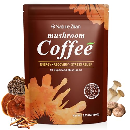 Mushroom Coffee Organic, Premium Instant Coffee, Everyday Dose Premium Adaptogenic Mushroom coffee, 10 Mush-rooms for Better Focus, Energy, Digestion, and Immunity