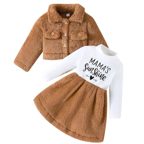 Yoolhamy 2PCS Baby Mädchen Winterkleid und Samt Strickjacke Sets...