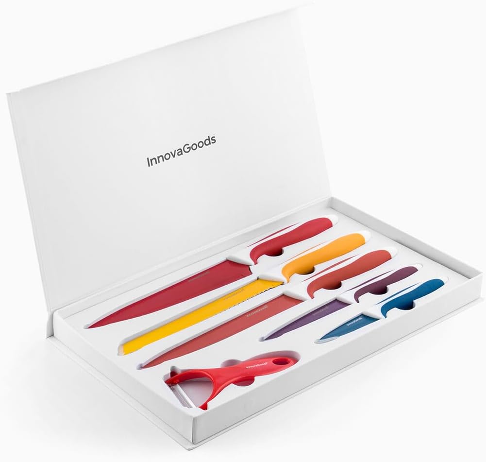 Ceramic Knife Set with Peeler, Scissors, and Integrated Cutting Board InnovaGoods